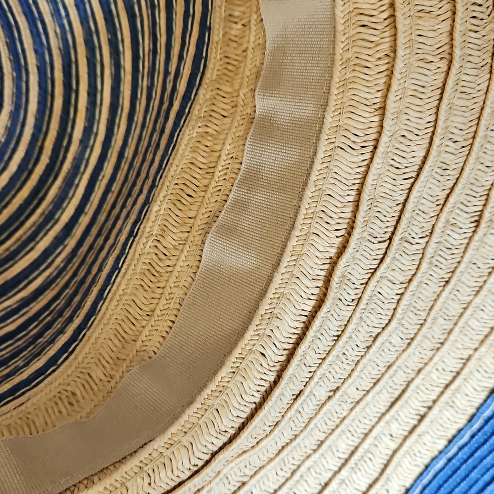 Panama Jack 100% Paper Blue and Tan Wide Brim Sun Hat - Picture 13 of 13